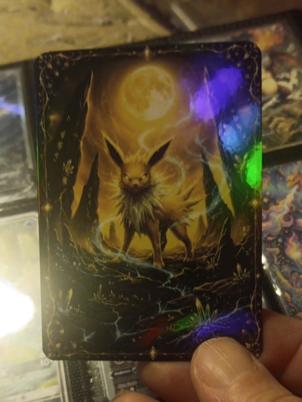 Mystical Jolteon Art Card - Golden Moonlight